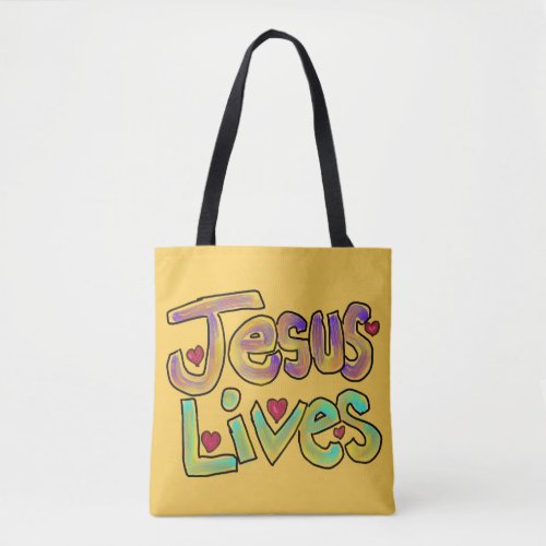 Jesus Lives Bright Yellow Custom Name Tote Bag