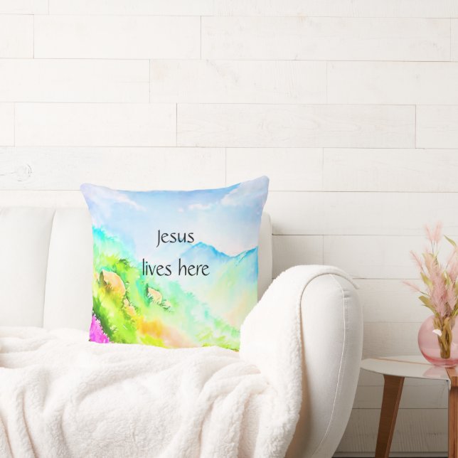 Jesus lives here throw pillow (Couch)