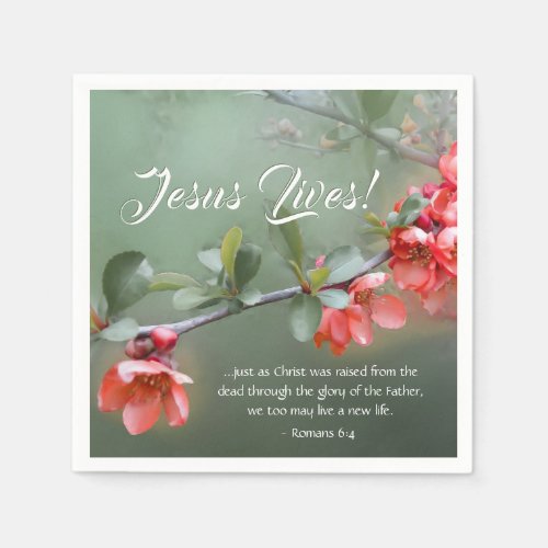 Jesus Lives Spring Flowers Bible Verse Easter Napkins