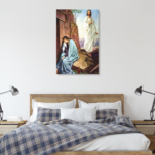 Jesus looking at women Wrapped Canvas Print (Insitu(Bedroom))