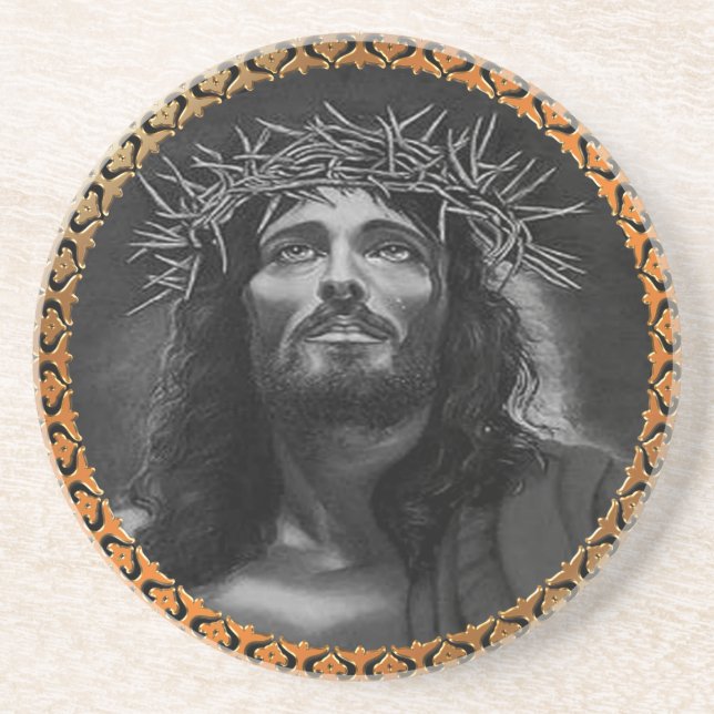 Jesus looking in the heavens drink coaster (Front)