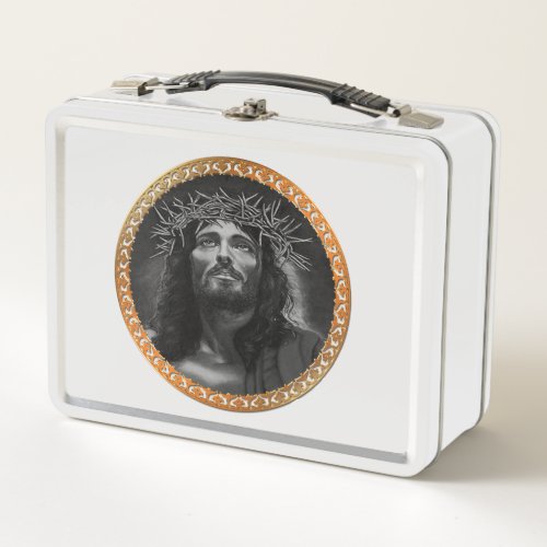 Jesus looking in the heavens metal lunch box