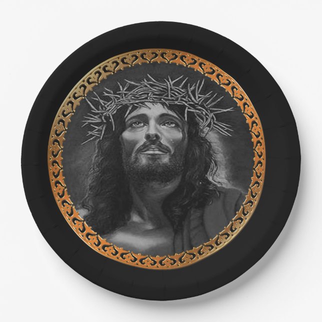 Jesus looking in the heavens paper plates (Front)