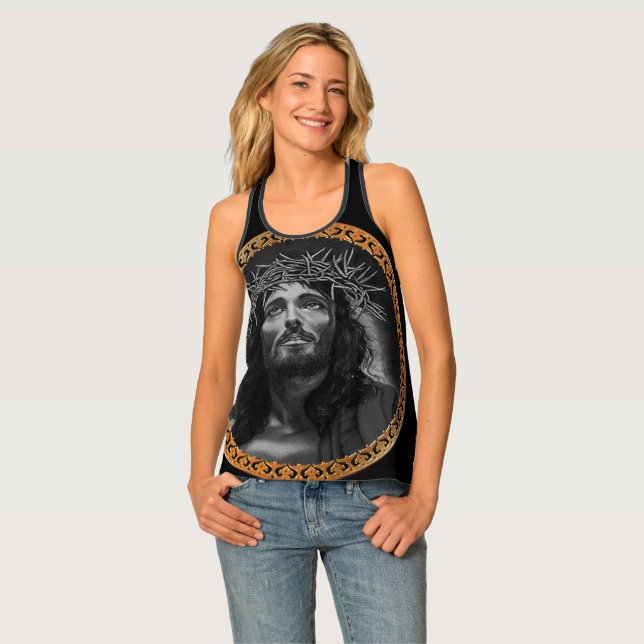 Jesus looking in the heavens tank top (Front Full)