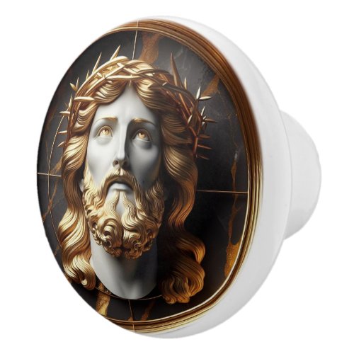 Jesus looking in the heavens with Divine Encounter Ceramic Knob