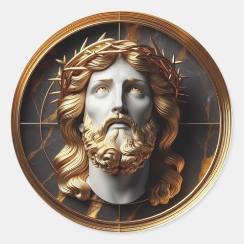 Jesus looking in the heavens with Divine Encounter Classic Round Sticker