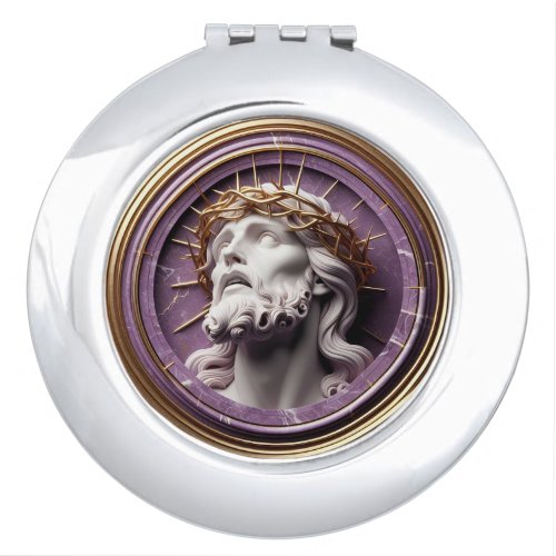 Jesus looking in the heavens  with thorns compact mirror