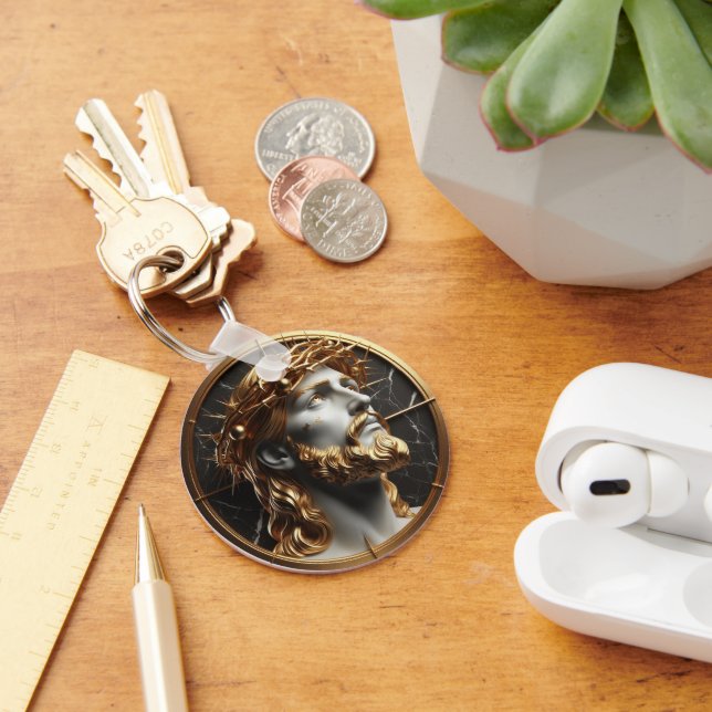 Jesus looking in the heavens  with thorns keychain (Desk)