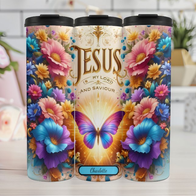 Jesus Lord Savior Floral Radiance Thermal Tumbler (Creator Uploaded)