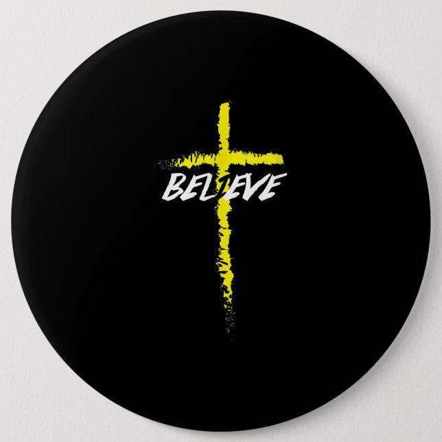 Jesus Love | Believe Cross Jesus Christ Religion Button (Front)