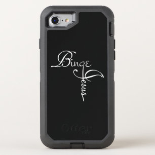 Jesus Love Binge Jesus Christian Cross Religious OtterBox Defender iPhone SE/8/7 Case