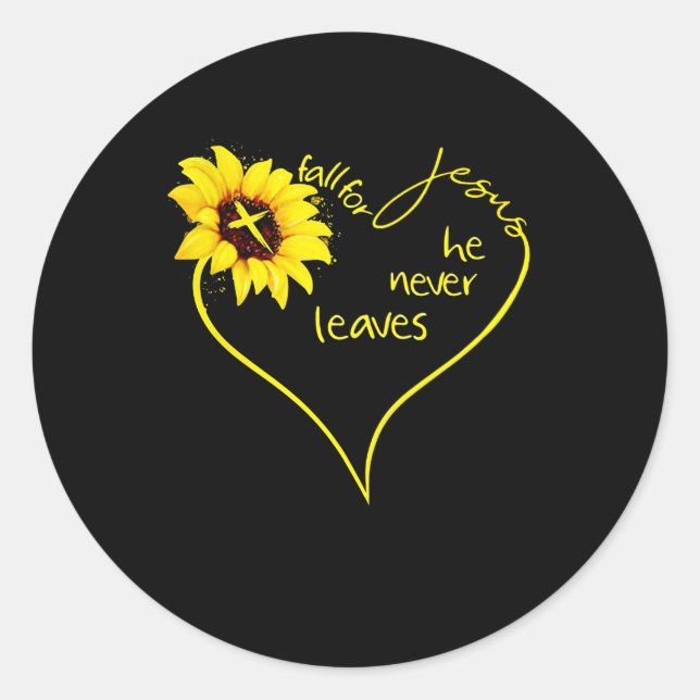 Jesus Love | Fall For Jesus He Never Leaves Classic Round Sticker (Front)