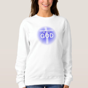 Jesus Love God Cross Blue Heart  Sweatshirt