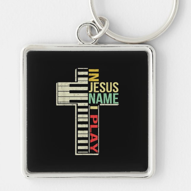 Jesus Love | In Jesus Name I Play Piano Christian Keychain (Front)