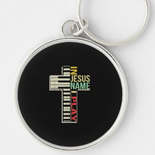 Jesus Love In Jesus Name I Play Piano Christian Keychain