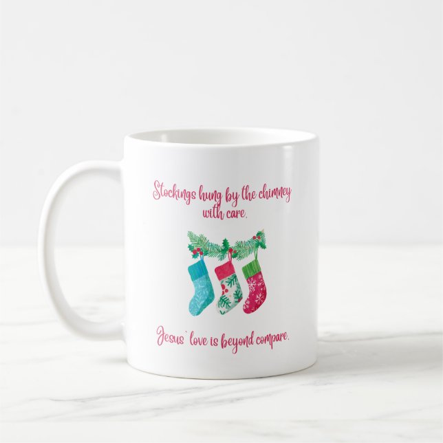 Jesus' Love is Beyond Compare Holiday Christmas Coffee Mug (Left)