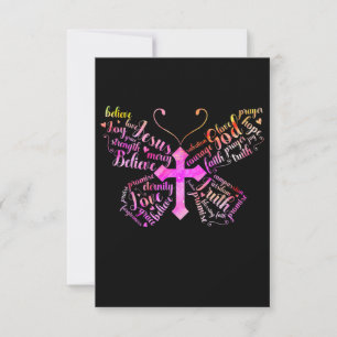 Jesus Love Jesus Butterfly Christian Cross Faith RSVP Card