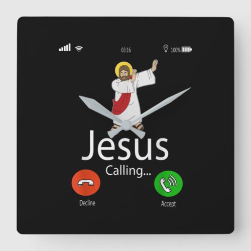 Jesus Love  Jesus CallingJesus Phone Christian Square Wall Clock