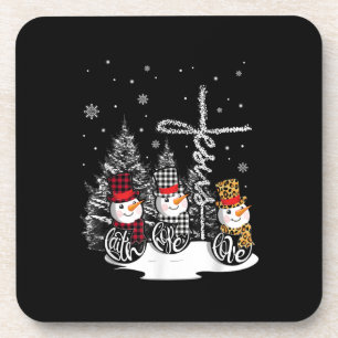 Jesus Love   Jesus Faith Hope Love Snowman Beverage Coaster