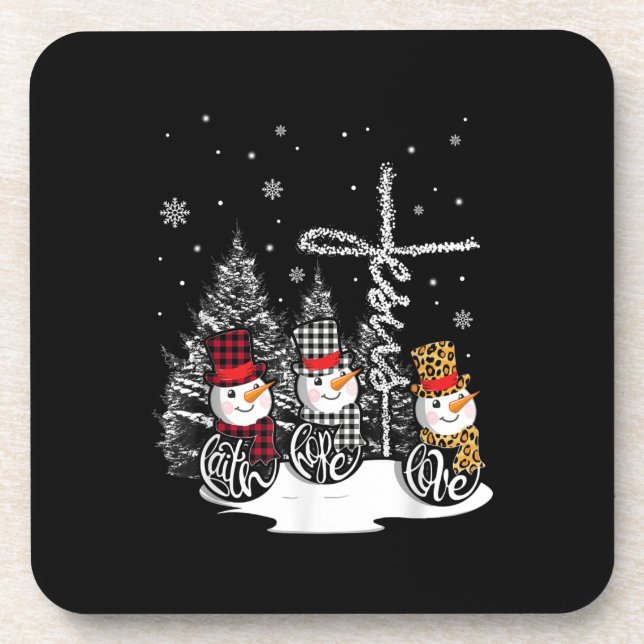 Jesus Love | Jesus Faith Hope Love Snowman Beverage Coaster (Front)