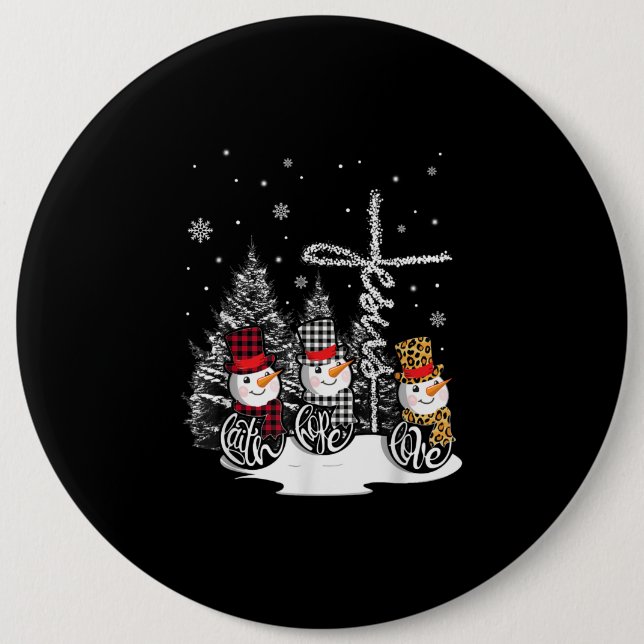 Jesus Love | Jesus Faith Hope Love Snowman Button (Front)