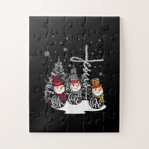 Jesus Love Jesus Faith Hope Love Snowman Jigsaw Puzzle