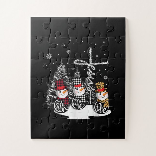 Jesus Love | Jesus Faith Hope Love Snowman Jigsaw Puzzle (Vertical)