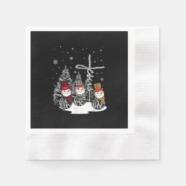 Jesus Love | Jesus Faith Hope Love Snowman Napkins (Front)