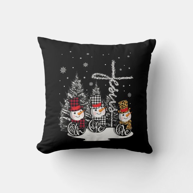 Jesus Love | Jesus Faith Hope Love Snowman Throw Pillow (Front)