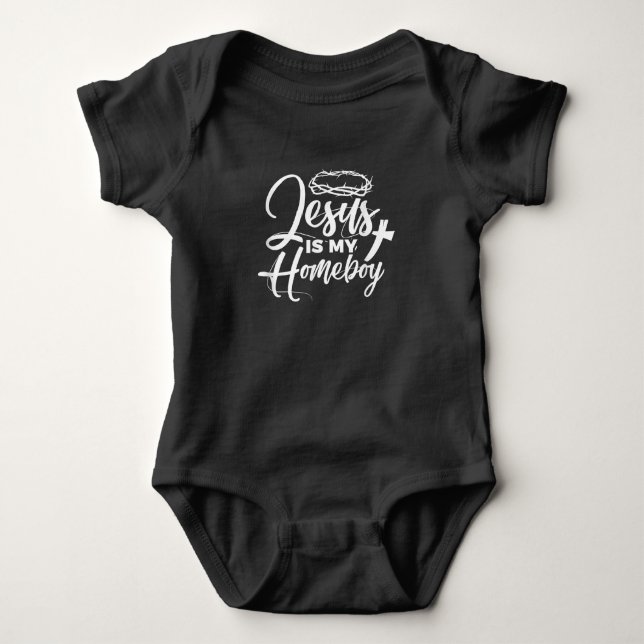 Jesus Love | Jesus Is My Homeboy Funny Christian Baby Bodysuit (Front)