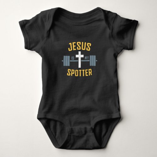 Jesus Love  Jesus Is My Spotter Weightlifting Baby Bodysuit