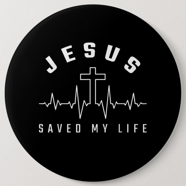 Jesus Love | Jesus Saved My Life Cross Christian Button (Front)