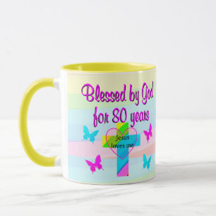 JESUS LOVE ME 80TH BIRTHDAY MUG