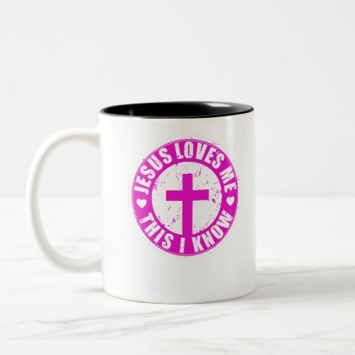 Jesus Love Me Christian Cross Bible Faith Church Two_Tone Coffee Mug