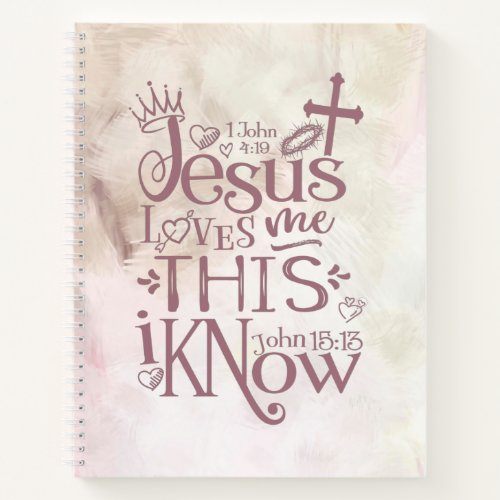 JESUS LOVE ME Christian Pink Abstract Watercolor Notebook
