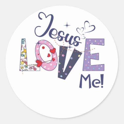 Jesus Love Me Cute Faith Classic Round Sticker