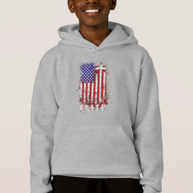 Jesus Love | Patriotic Christian Faith Jesus USA Hoodie (Front)