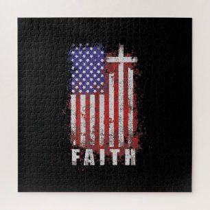 Jesus Love Patriotic Christian Faith Jesus USA Jigsaw Puzzle