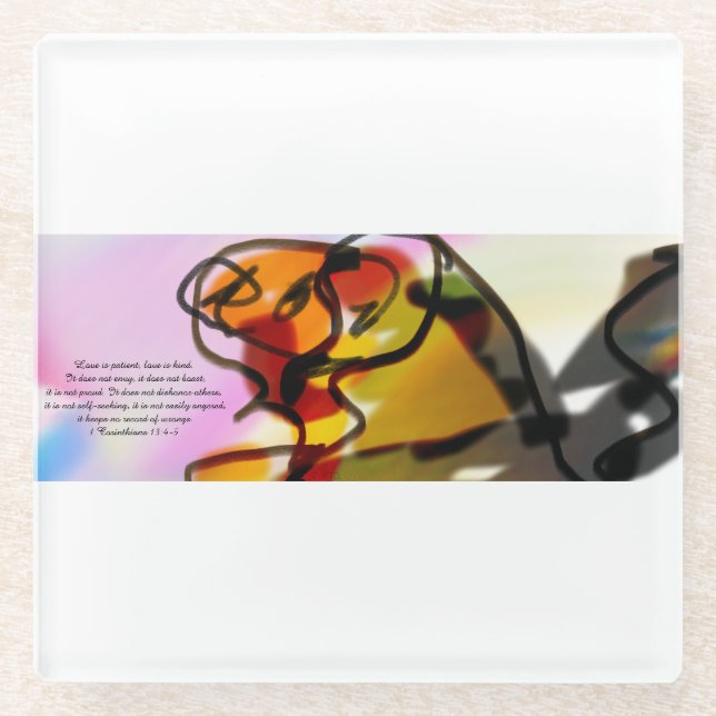 Jesus love us glass coaster (Front)