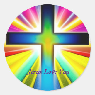 Jesus Love You Cross Classic Round Sticker