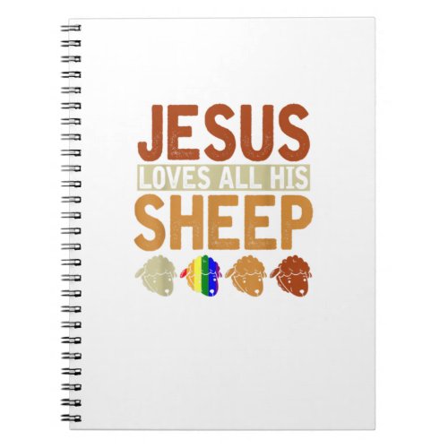 Jesus Loves All His Sheep Christianity Rainbow Lgb Notebook
