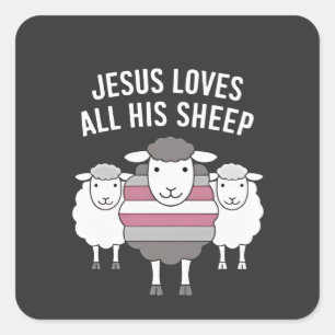 Jesus Loves All His Sheep LGBT Pride Month Square Sticker