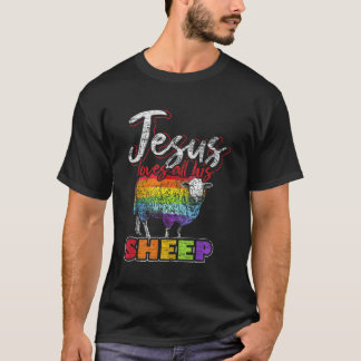 Jesus Loves All His Sheep Rainbow Flag LGBT Pride T-Shirt