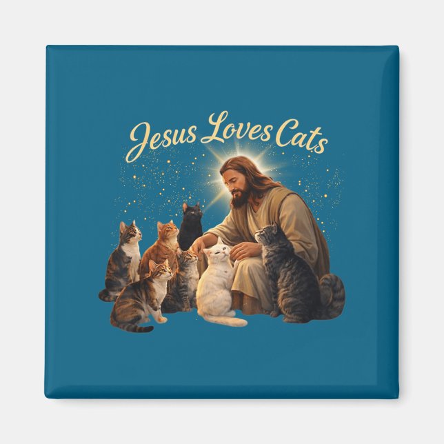 Jesus Loves Cats Christian Cat Lover Jesus Hugs Ca Magnet (Front)