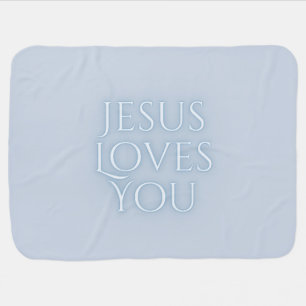 Jesus Loves Christian Typography Design Baby Blanket