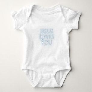 Jesus Loves Christian Typography Design Baby Bodysuit