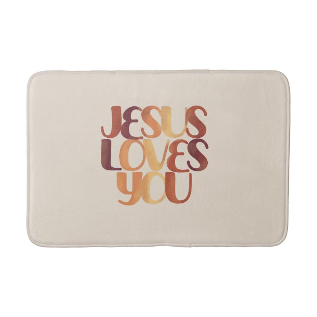 Jesus Loves Christian Typography Design  Bath Mat (Front)