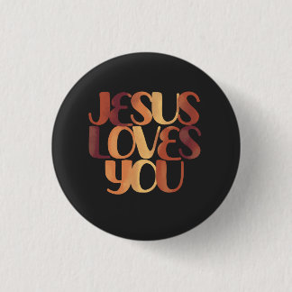 Jesus Loves Christian Typography Design Button