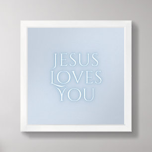 Jesus Loves Christian Typography Design  Framed Art