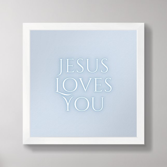 Jesus Loves Christian Typography Design  Framed Art (Framed Front)